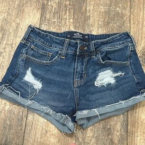 Hollister Dark Blue Distressed Jean Shorts